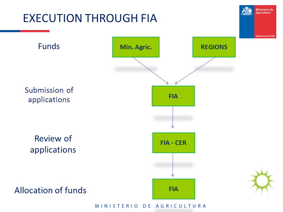 Funds Review of applications Submission of applications Allocation of funds EXECUTION THROUGH FIA