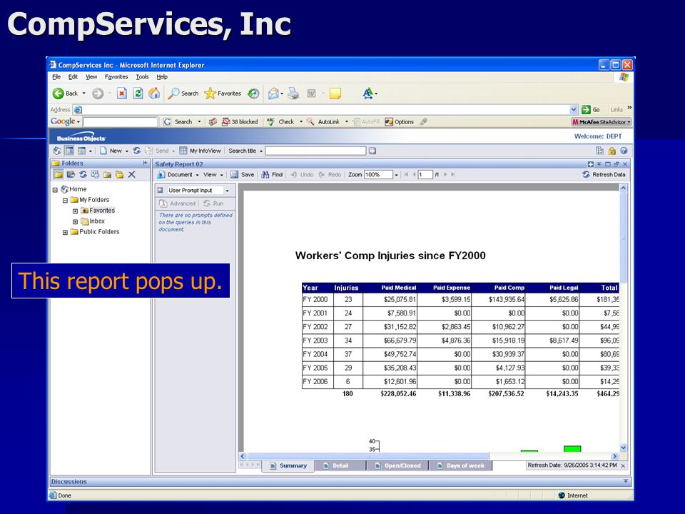 CompServices, Inc This report pops up.