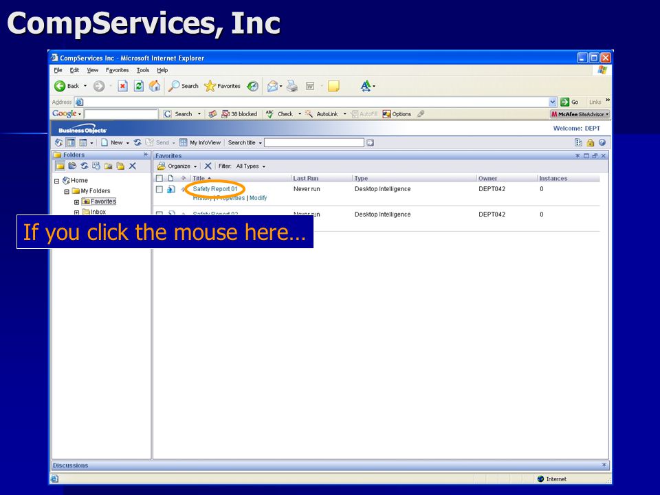 CompServices, Inc If you click the mouse here…