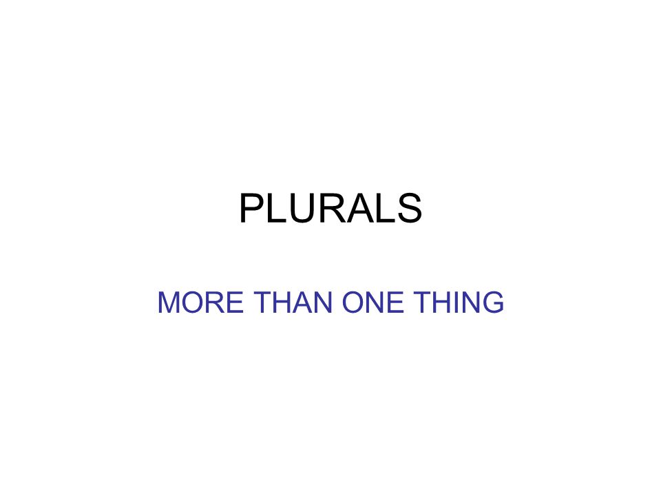 PLURALS MORE THAN ONE THING