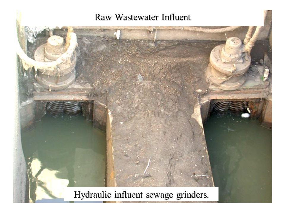 Raw Wastewater Influent Hydraulic influent sewage grinders.