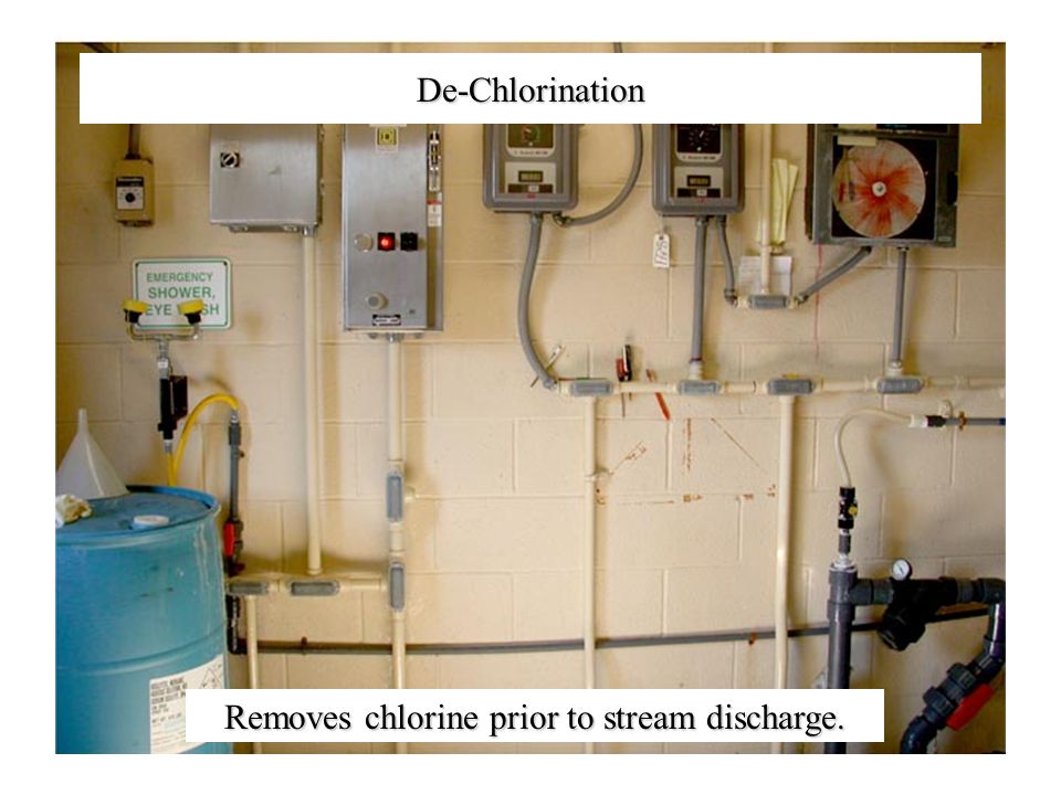 De-Chlorination Removes chlorine prior to stream discharge.
