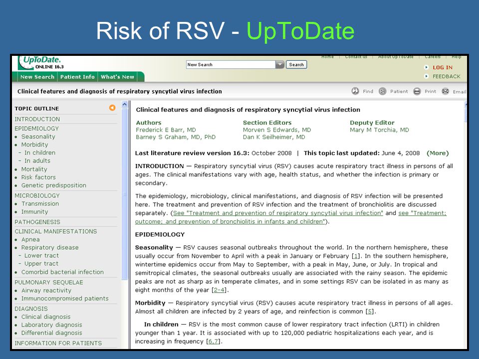 Risk of RSV - UpToDate