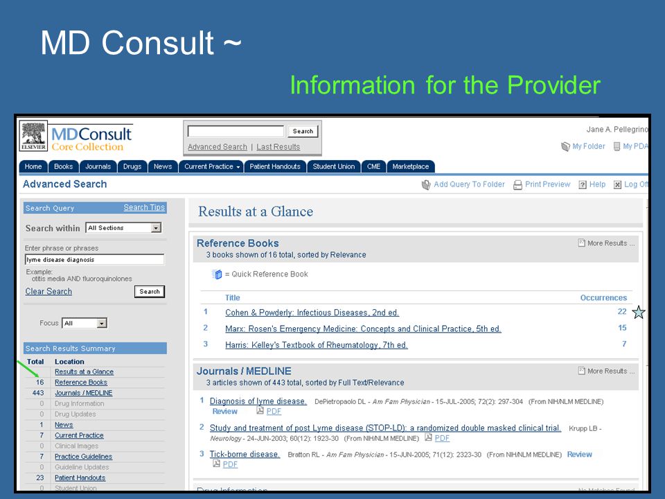 MD Consult ~ Information for the Provider