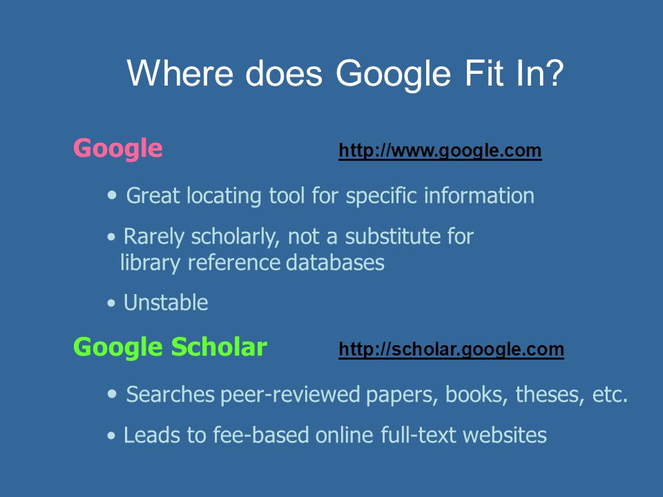 Where does Google Fit In.