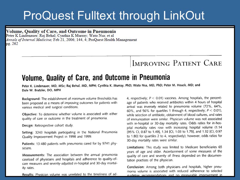 ProQuest Fulltext through LinkOut