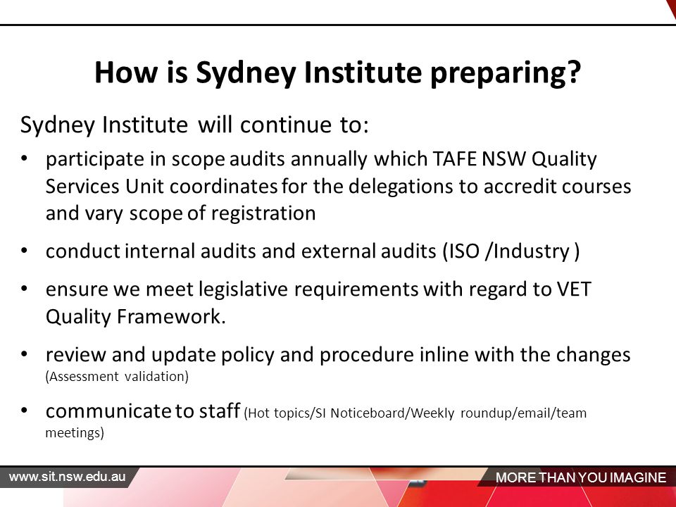 MORE THAN YOU IMAGINE   How is Sydney Institute preparing.