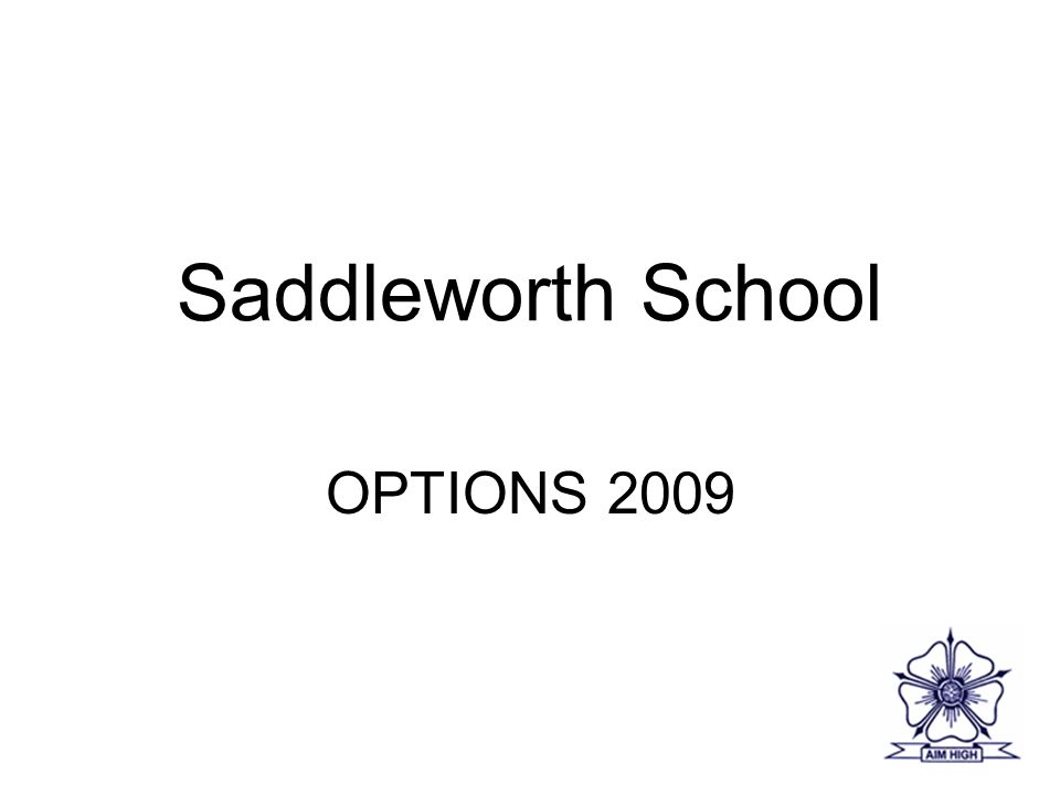 Saddleworth School OPTIONS 2009