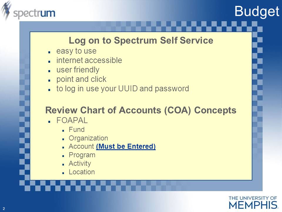 1 spectrum finance budget transfer self service banner ssb