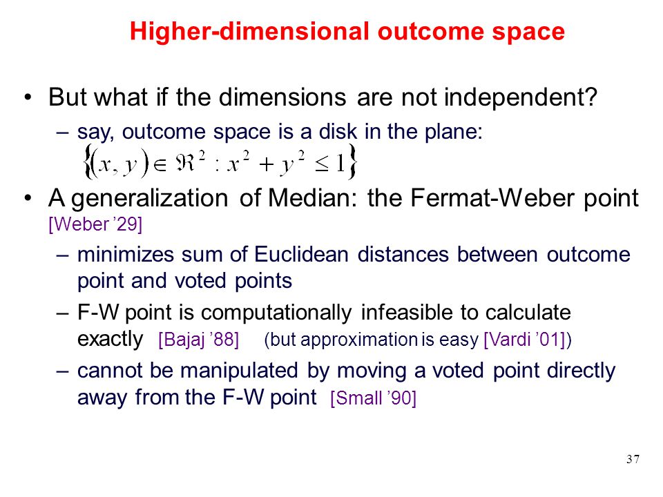 37 Higher-dimensional outcome space But what if the dimensions are not independent.