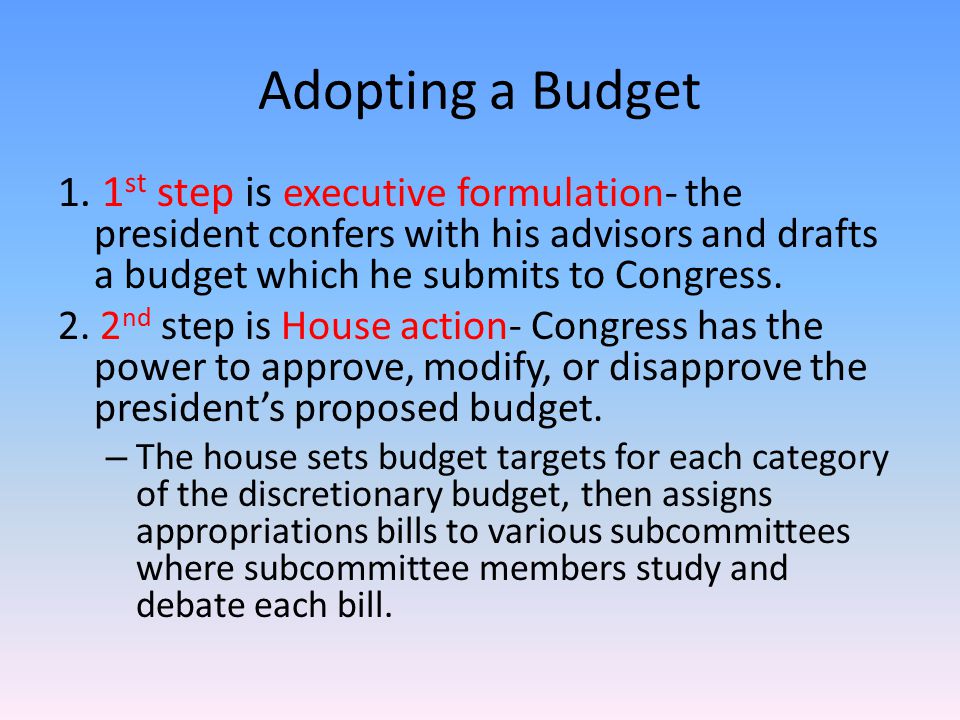 Adopting a Budget 1.