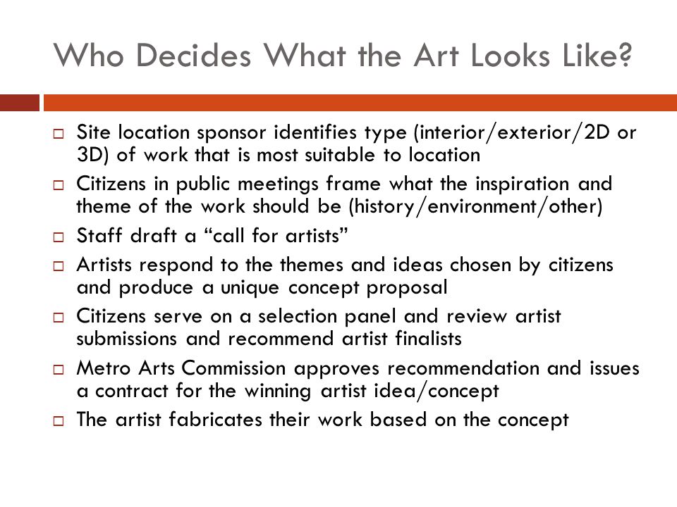 Who Decides What the Art Looks Like.