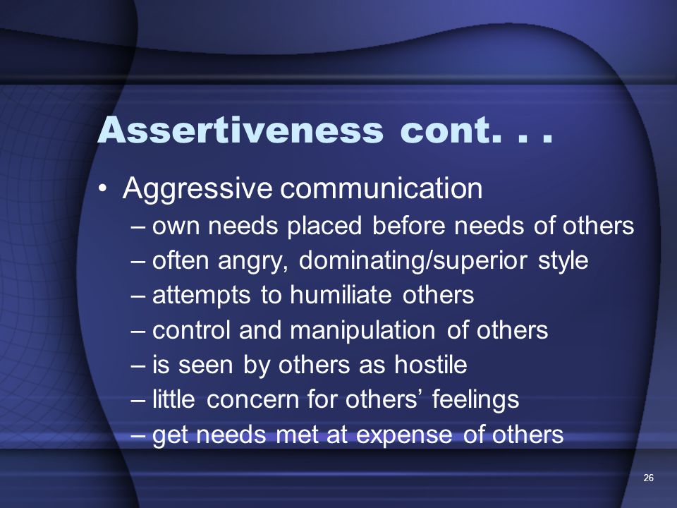 26 Assertiveness cont...