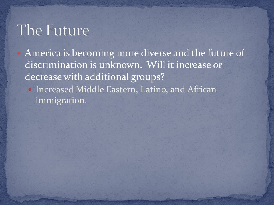 America is becoming more diverse and the future of discrimination is unknown.