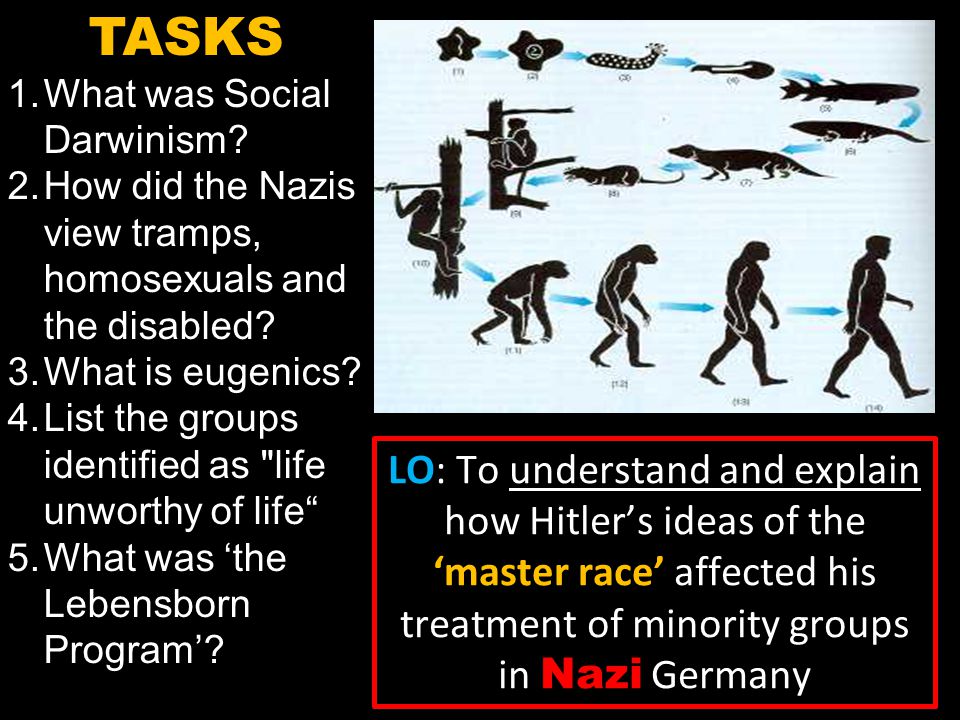 TASKS 1.What was Social Darwinism. 2.How did the Nazis view tramps, homosexuals and the disabled.