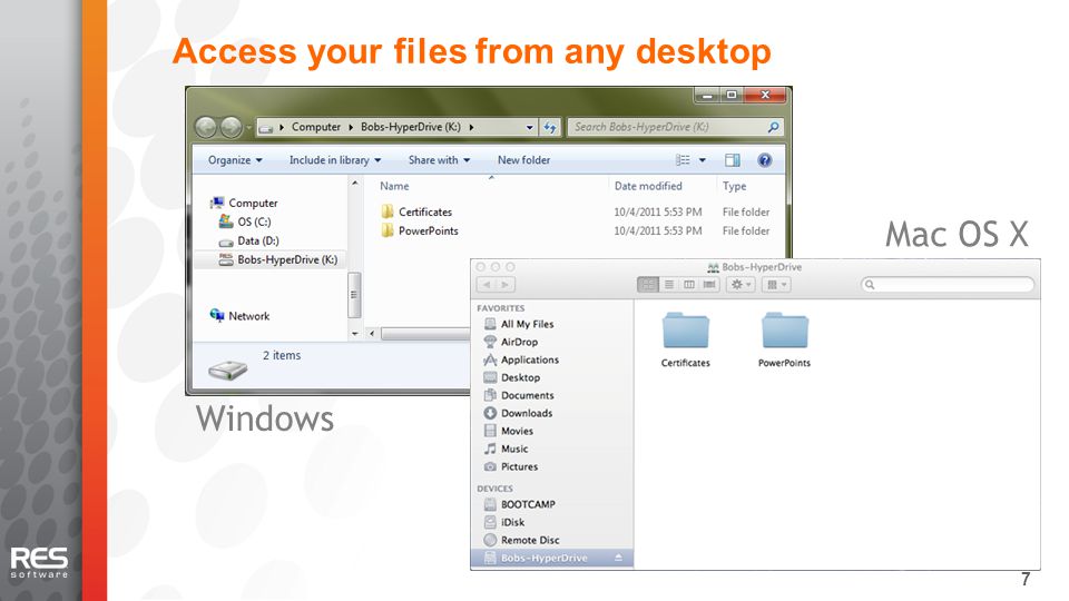 7 Access your files from any desktop Mac OS X Windows