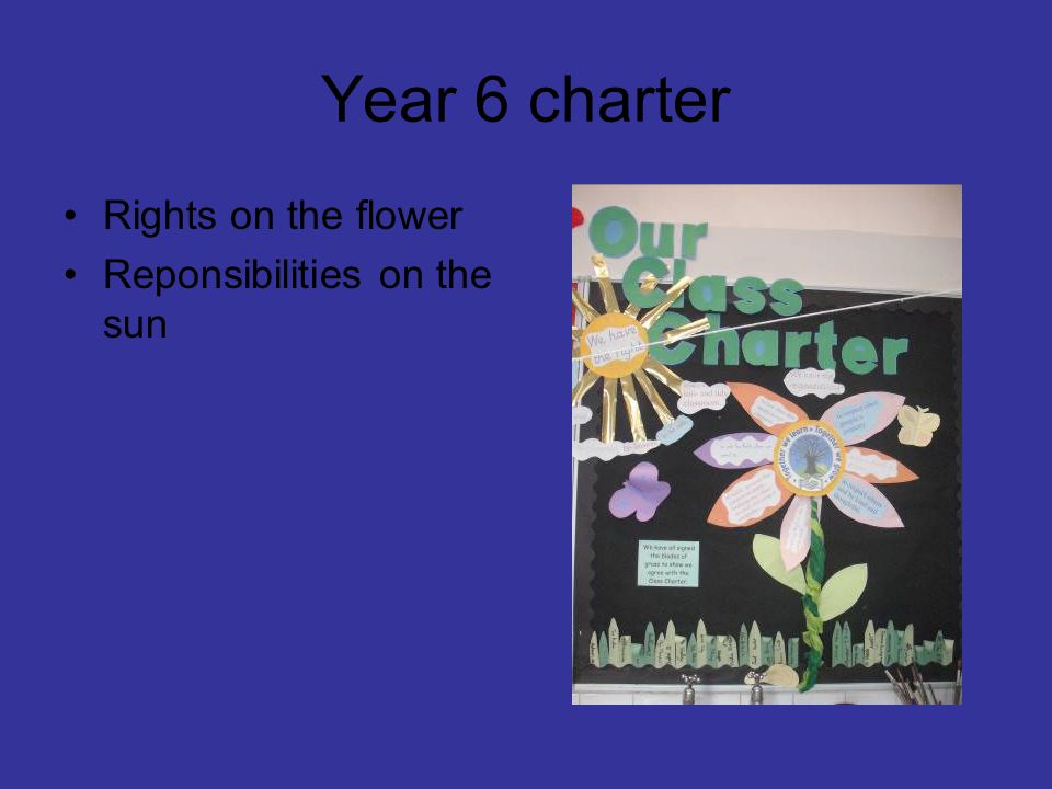 Year 6 charter Rights on the flower Reponsibilities on the sun