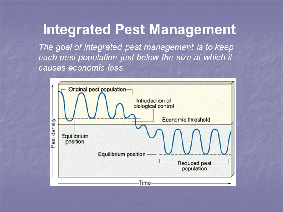 Integrated Pest Management The goal of integrated pest management is to keep each pest population just below the size at which it causes economic loss.
