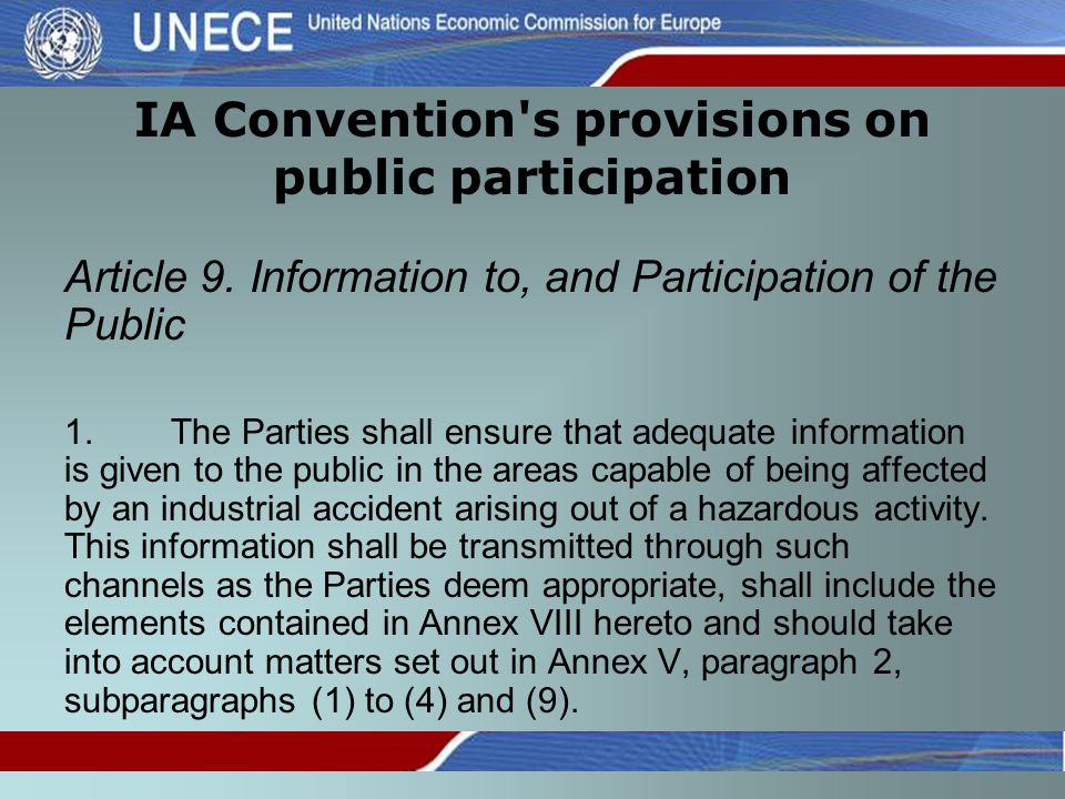 IA Convention s provisions on public participation Article 9.