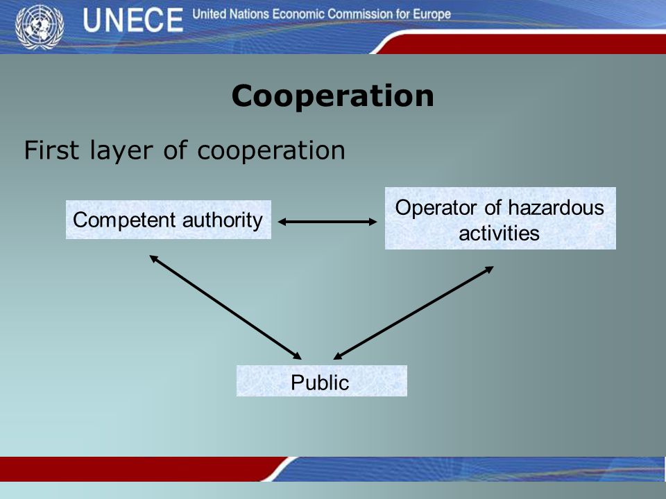 Cooperation Competent authority Public Operator of hazardous activities First layer of cooperation