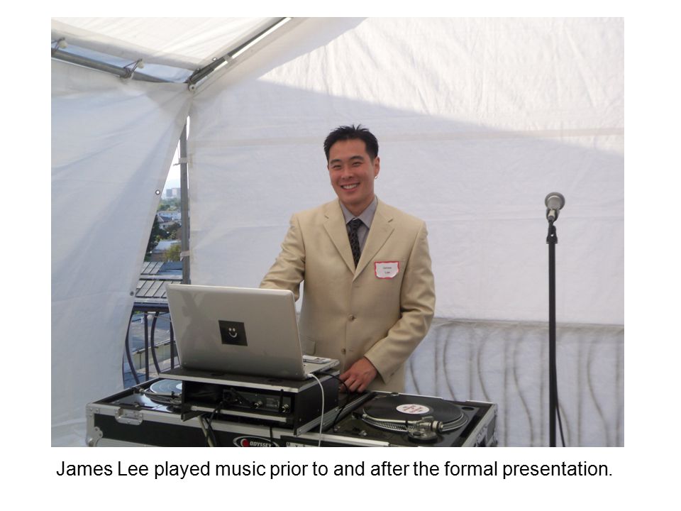 James Lee played music prior to and after the formal presentation.