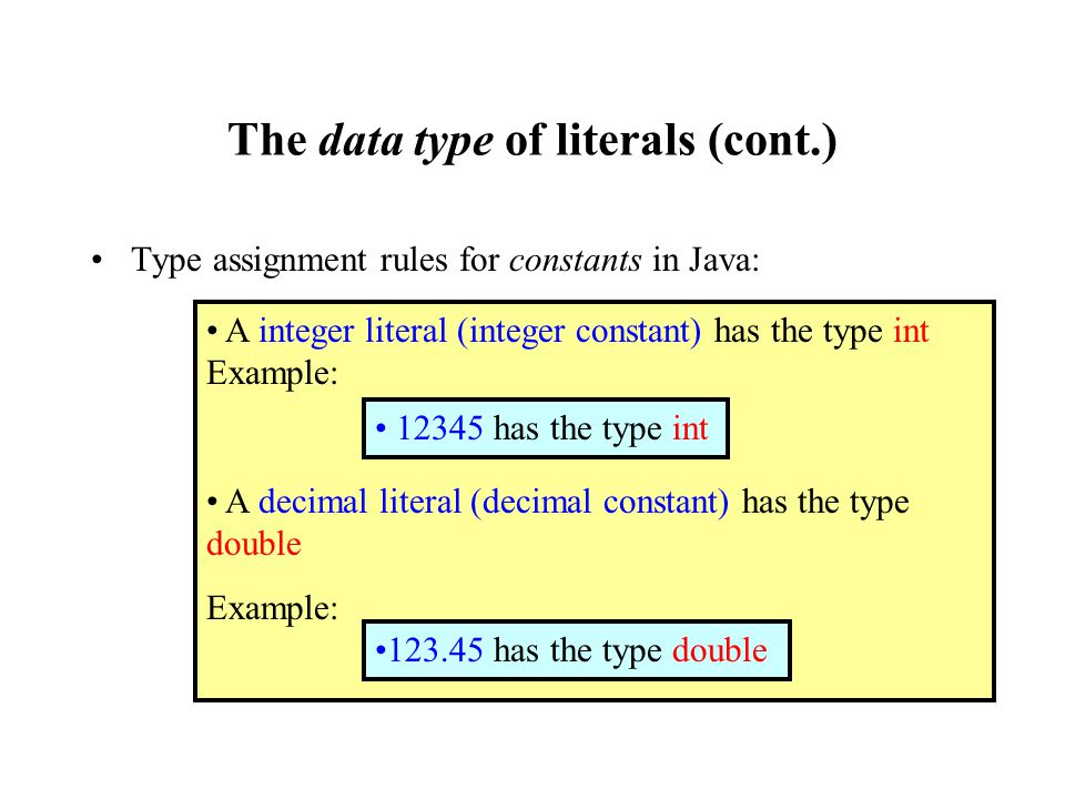 Numeric literals and named constants. Numeric literals Numeric literal:  Example: A numeric literal is a constant value that appears in a Java  program. - ppt download