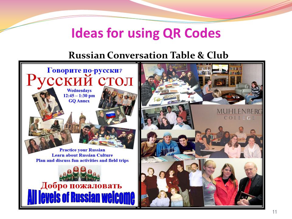 Ideas for using QR Codes Russian Conversation Table & Club 11
