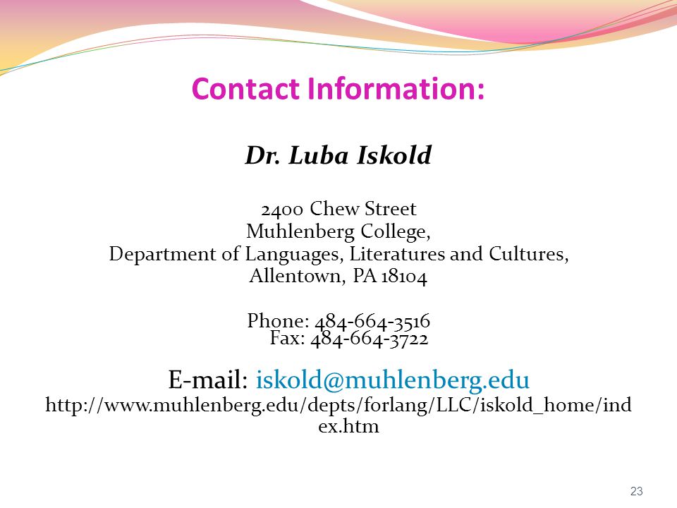 Contact Information: Dr.