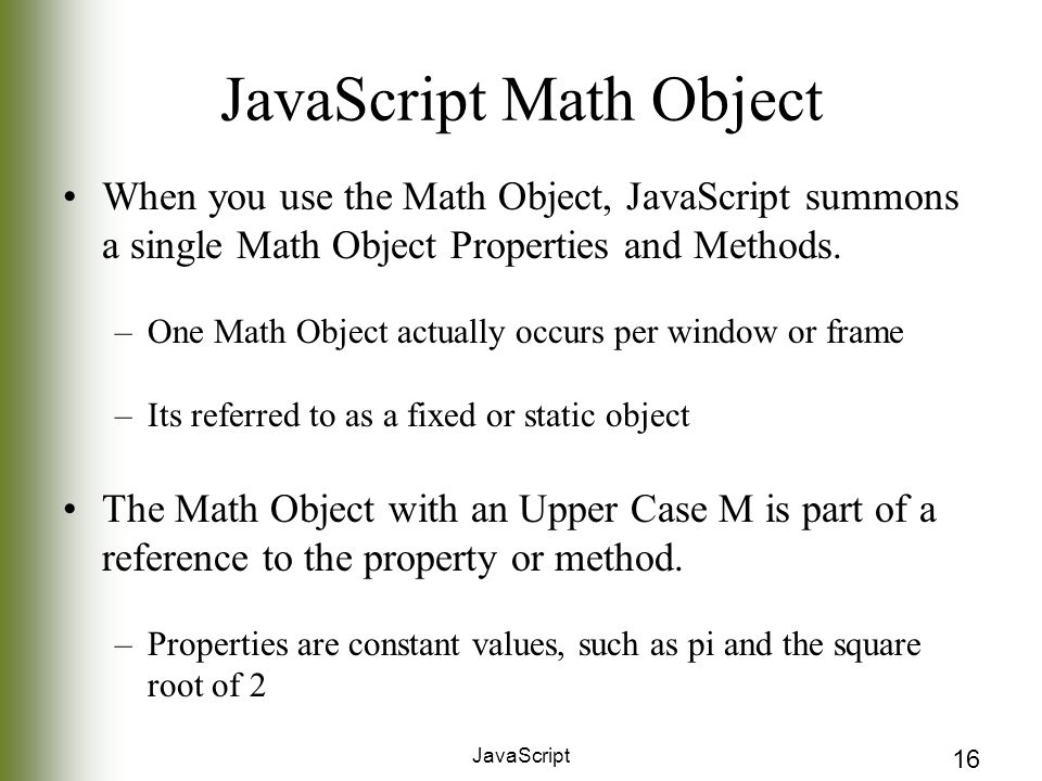 25 Math Object In Javascript