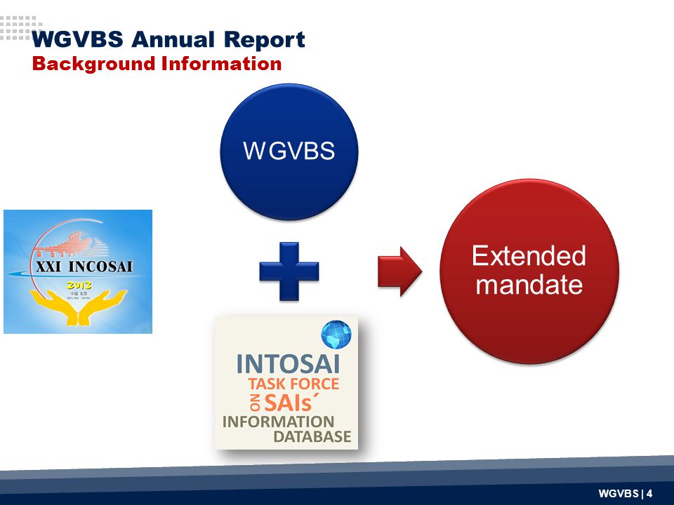 WGVBS Extended mandate WGVBS Annual Report Background Information WGVBS | 4