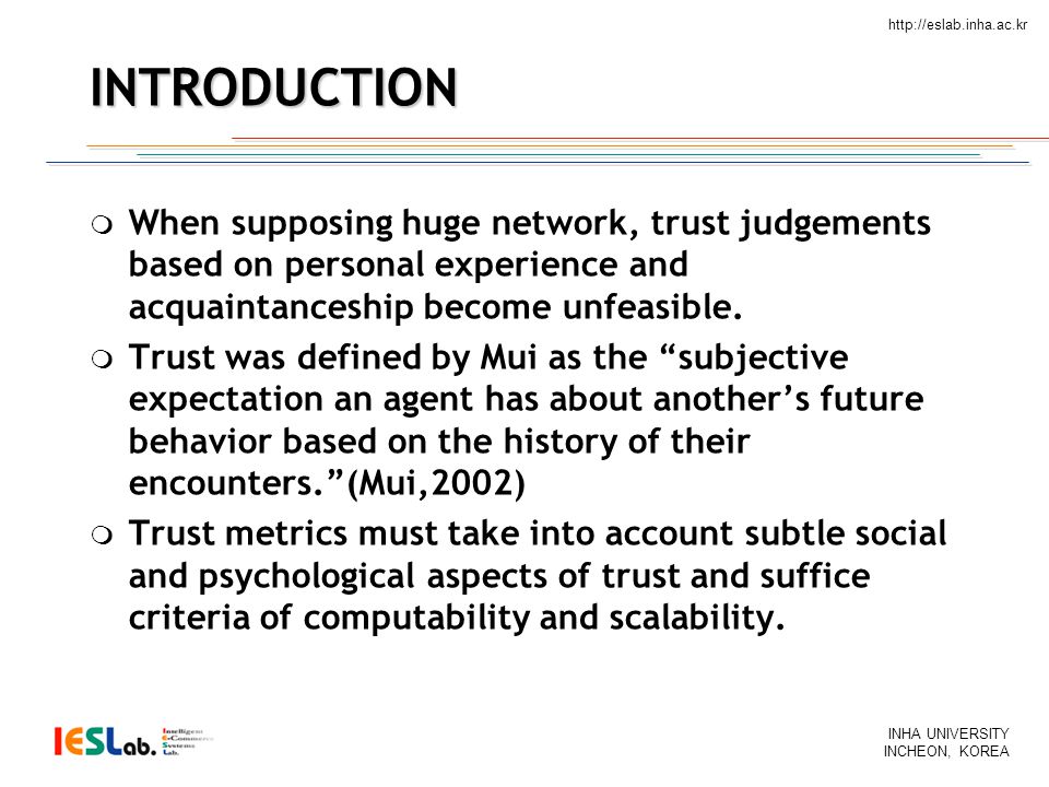 Inha University Incheon Korea Propagation Models For Trust And Distrust In Social Networks C Ziegler G Lausen Information Ppt Download