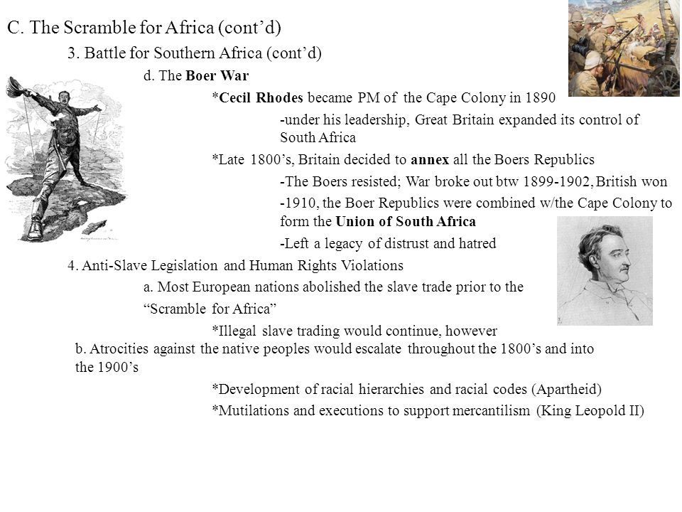 C. The Scramble for Africa (cont’d) 3. Battle for Southern Africa (cont’d) d.