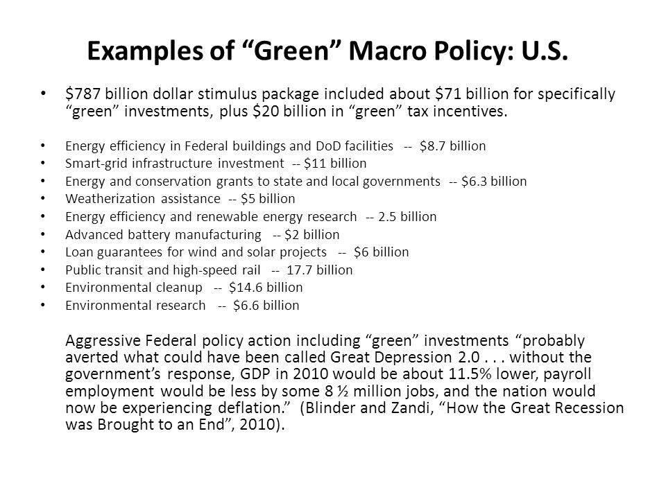 Examples of Green Macro Policy: U.S.