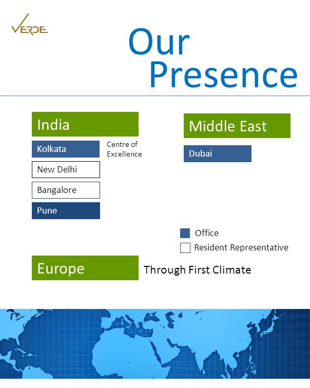 Presence Our Kolkata India Centre of Excellence Middle East Dubai New Delhi Bangalore Resident Representative Office Pune Europe Through First Climate