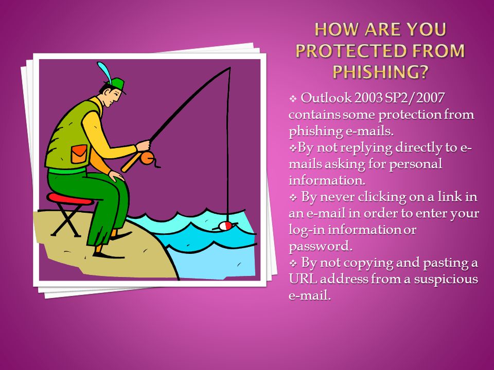 Outlook 2003 SP2/2007 contains some protection from phishing  s.