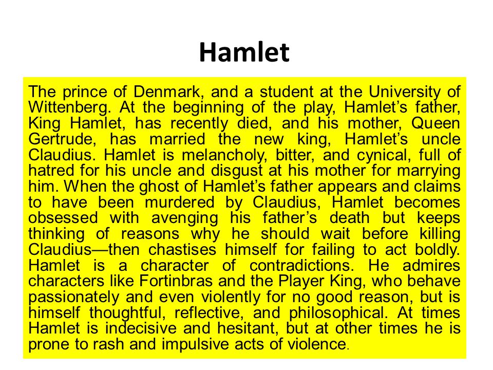 character sketch of prince hamlet