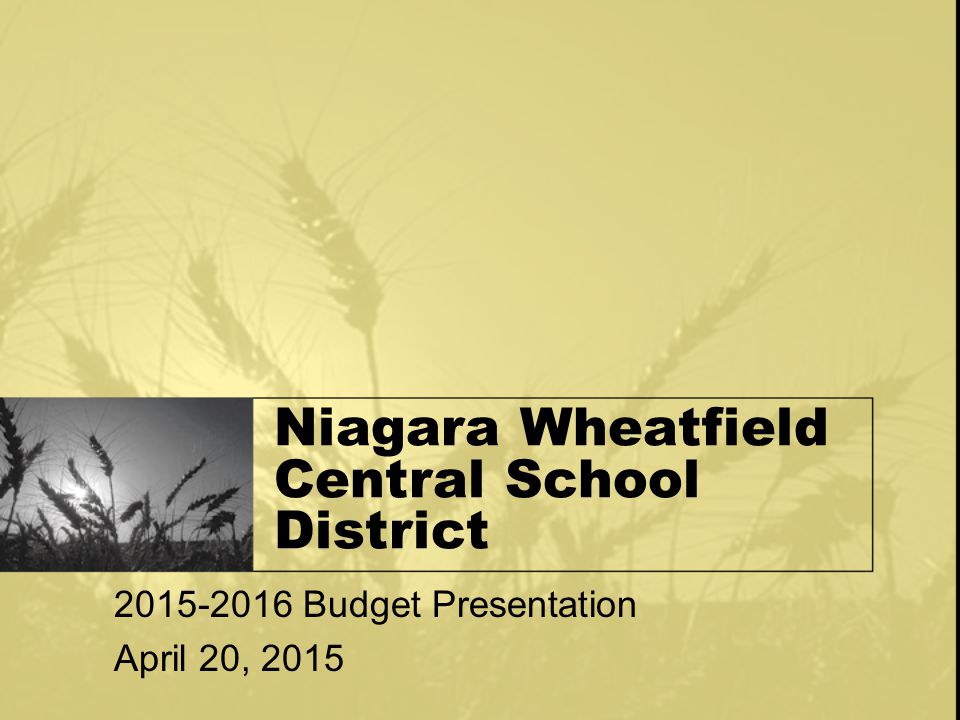 Niagara Wheatfield Central School District Budget Presentation April 20, 2015