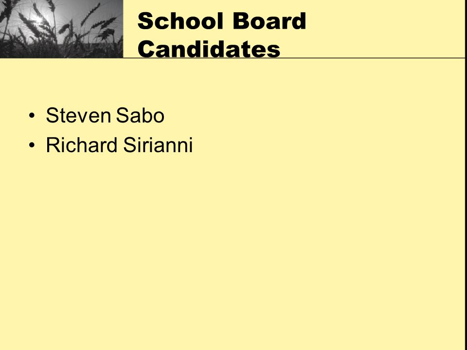 School Board Candidates Steven Sabo Richard Sirianni