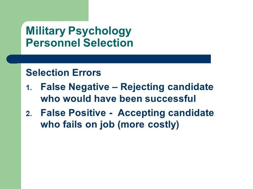 Military Psychology Personnel Selection Classification