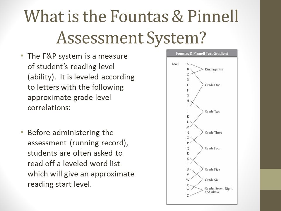 Fountas And Pinnell Reading Assessment Grade Level Chart