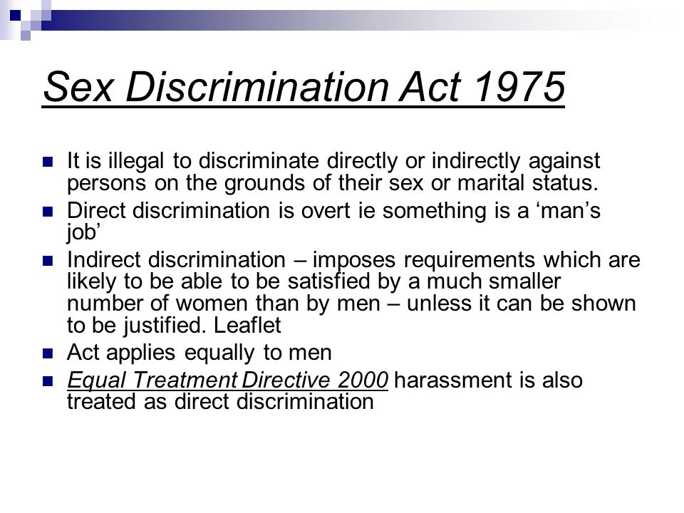 sex discrimination act direct In lingerie lovely sheer woman