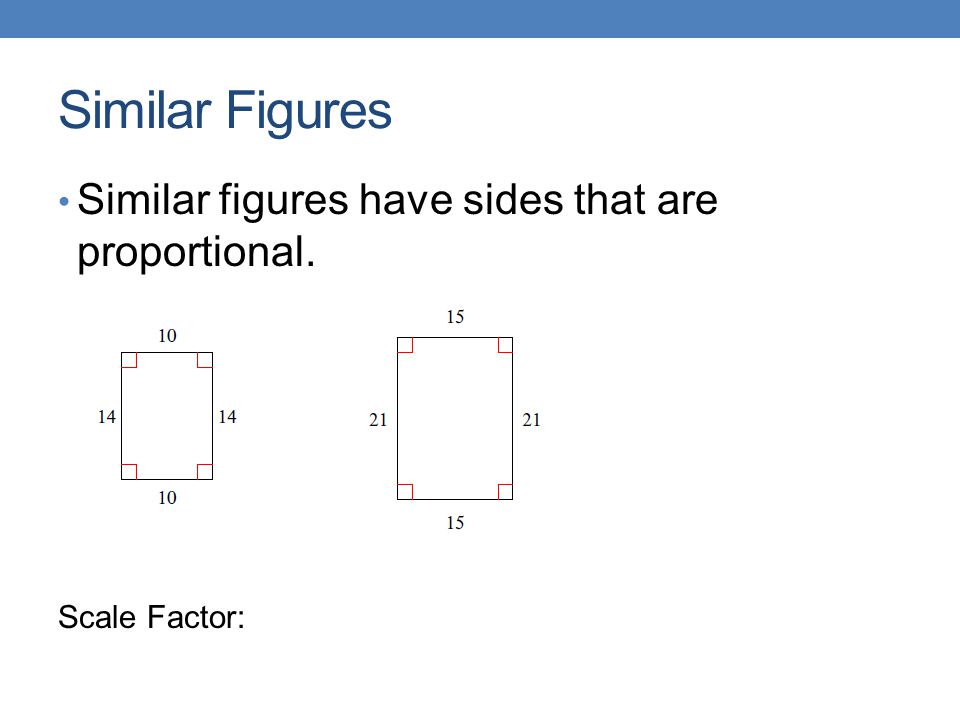 Similar Figures Similar figures have sides that are proportional. Scale Factor: