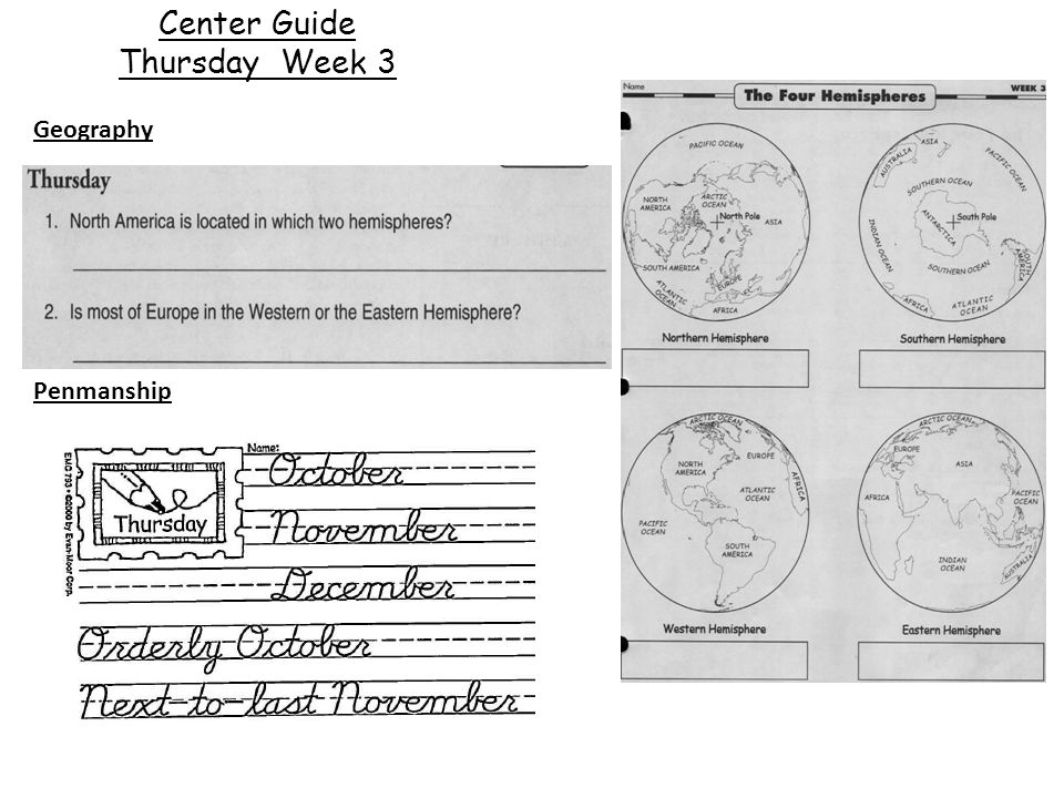 Center Guide Thursday Week 3 Geography Penmanship