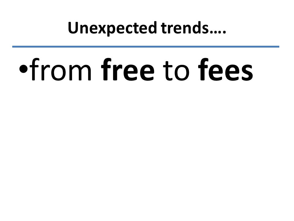 Unexpected trends…. from free to fees