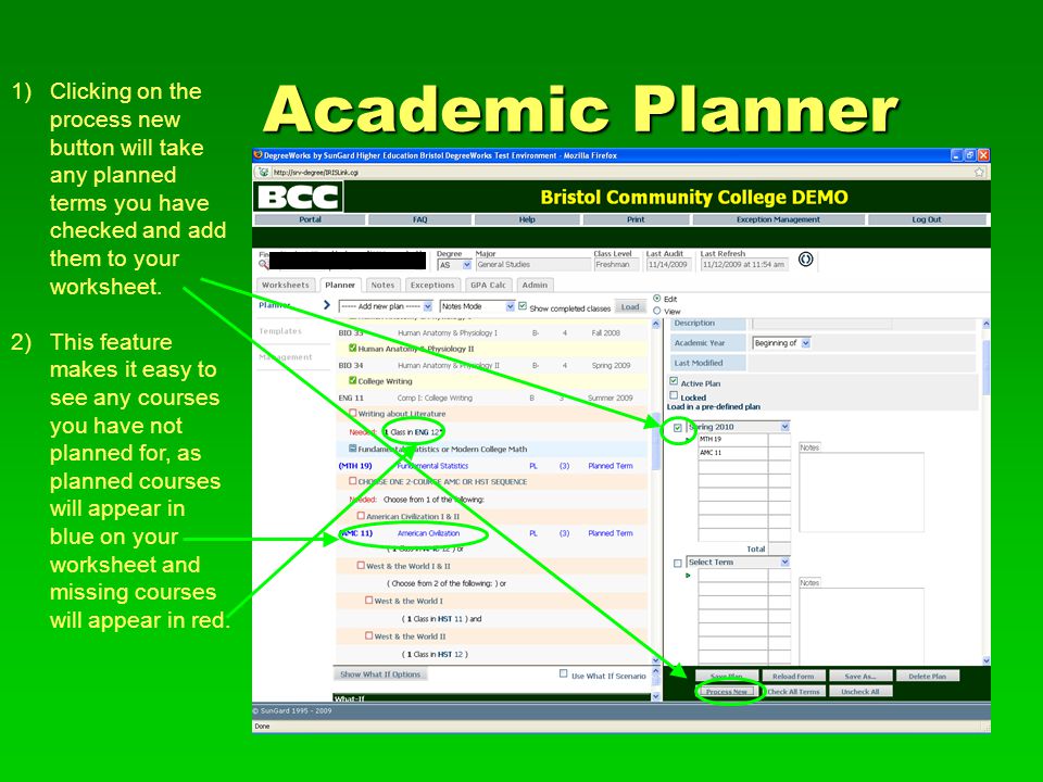1)Clicking on the process new button will take any planned terms you have checked and add them to your worksheet.