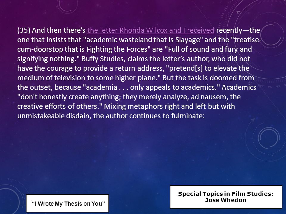 Special Topics in Film Studies: Joss Whedon Dr. David Lavery Fall 2014 PH 308, M ppt download