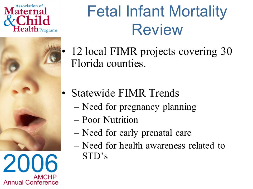 Fetal Infant Mortality Review 12 local FIMR projects covering 30 Florida counties.