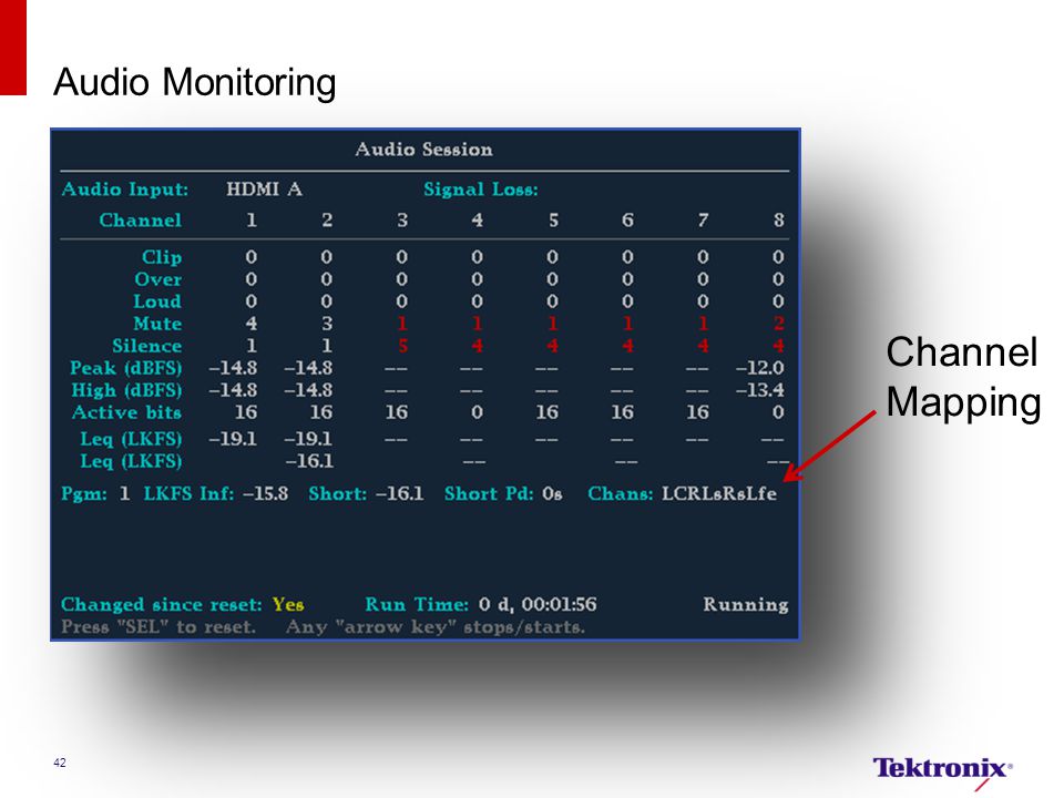 Audio Monitoring 42 Channel Mapping