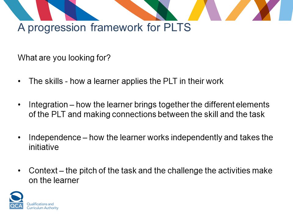 A progression framework for PLTS What are you looking for.