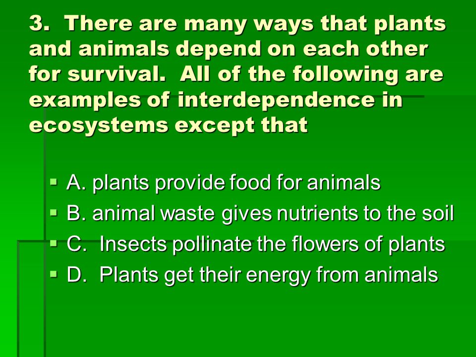 Chapter 1: Interactions Between Living Things and Their Environment Lesson  1: Interdependence of Plants and Animals. - ppt download